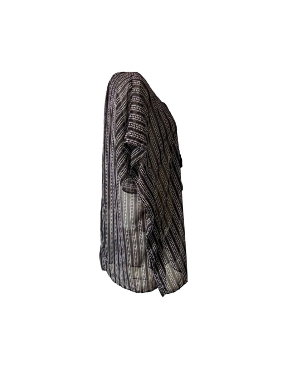 Black & White Boho Sheer Striped Beach Swim Tunic Cover Up Time & Tru L(12-14) - Picture 6 of 10